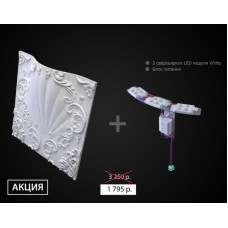 Дизайнерская панель 3D панели Artpole M-0039-1WH VALENCIA LED (White) гипс