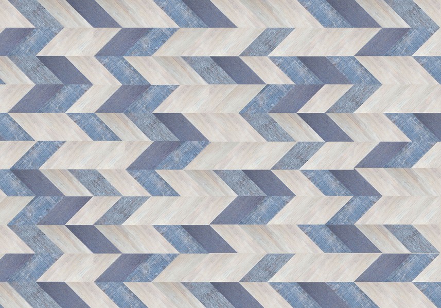 Пробковый пол Corkstyle Chevron Blue, предлакировка, 1230*305*6