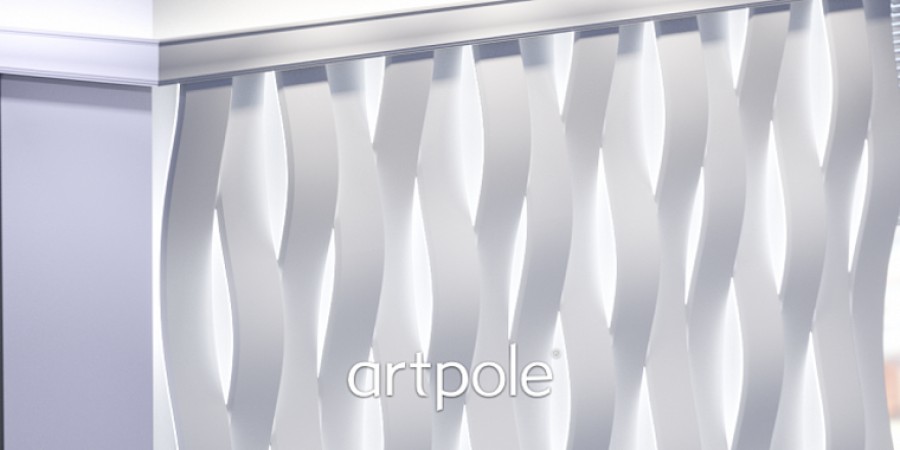 Дизайнерская панель с  3D панели Artpole М-0070 SURF LED подсветкой гипс