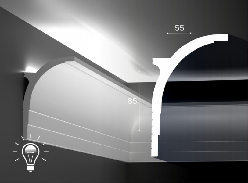 Плинтус потолочный Cosca К045 для скрытого освещения экополимер
