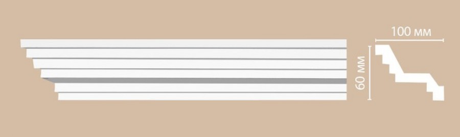 Плинтус потолочный Decomaster 96400 60*100мм гладкий полиуретан