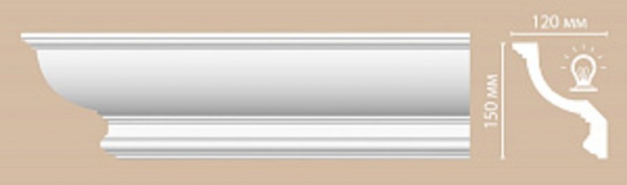Плинтус потолочный Decomaster 96901 150*120мм гладкий полиуретан