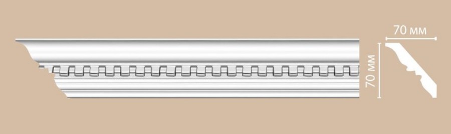 Плинтус потолочный Decomaster 95810 70*70мм с орнаментом полиуретан