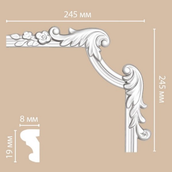 Угол декоративный Decomaster 97100-3R 245*245*8мм полиуретан