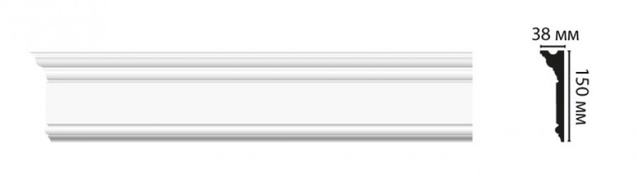 Плинтус потолочный Decomaster D214 38*150мм дюропрофиль дюрополимер