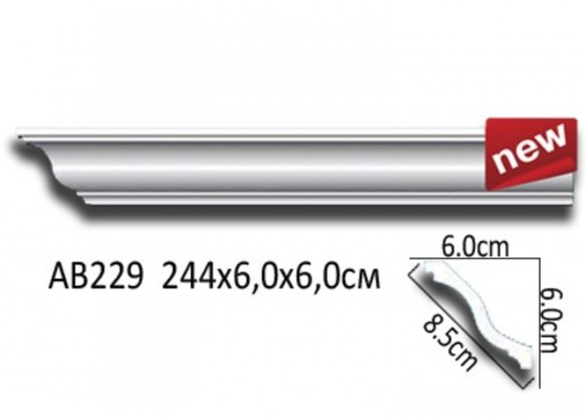 Плинтус потолочный Perfect AB229 полиуретан