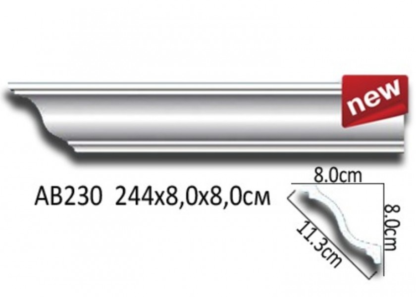 Плинтус потолочный Perfect AB230 полиуретан