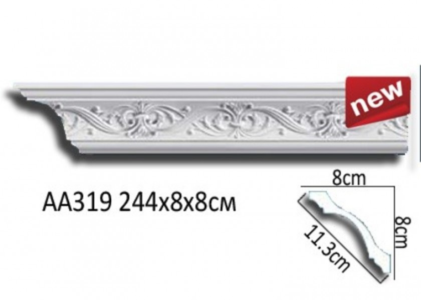 Плинтус потолочный Perfect AA319 полиуретан