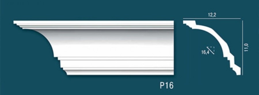 Плинтус потолочный Perfect PLUS P16 полистирол, дюрополимер