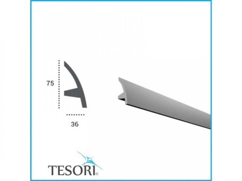 Плинтус потолочный Tesori KF502 для скрытого освещения полиуретан