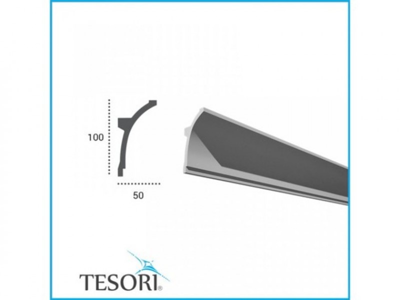 Плинтус потолочный Tesori KF704 для скрытого освещения полиуретан
